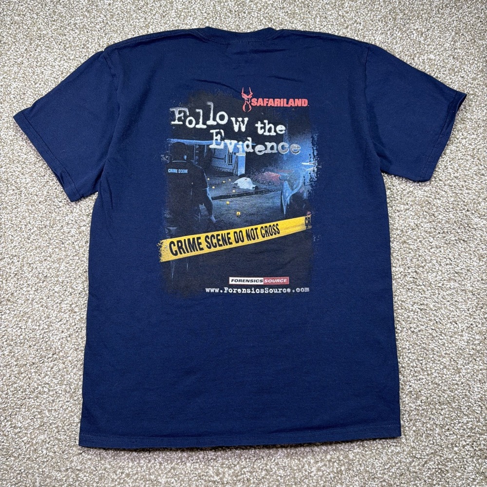 Vintage Forensic Source Crime Scene Tee Safari Land Size Medium Double Sided